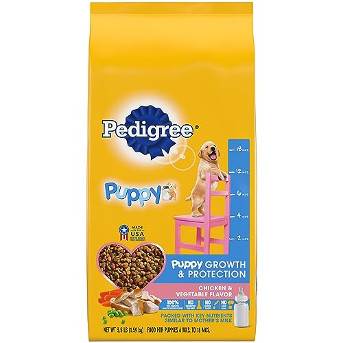 Book Cover PEDIGREE Puppy Growth & Protection Dry Dog Food Chicken & Vegetable Flavor, 3.5 lb. Bag