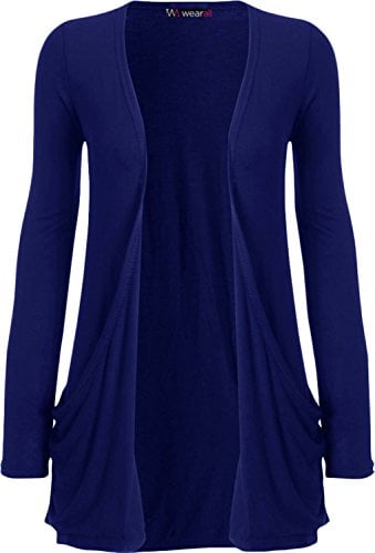 Book Cover WearAll Women's Long Sleeve Pocket Cardigan - Electric Blue - US 12-14 (UK 16-18)