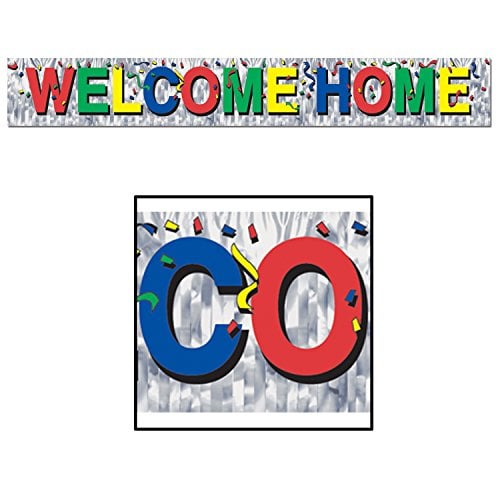 Book Cover Metallic Welcome Home Fringe Banner Party Accessory (1 count) (1/Pkg)