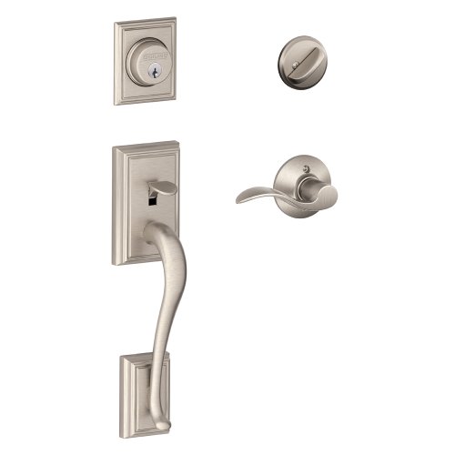 Book Cover Schlage Addison Single Cylinder Handleset and Accent Lever, Satin Nickel (F60 V ADD 619 ACC)