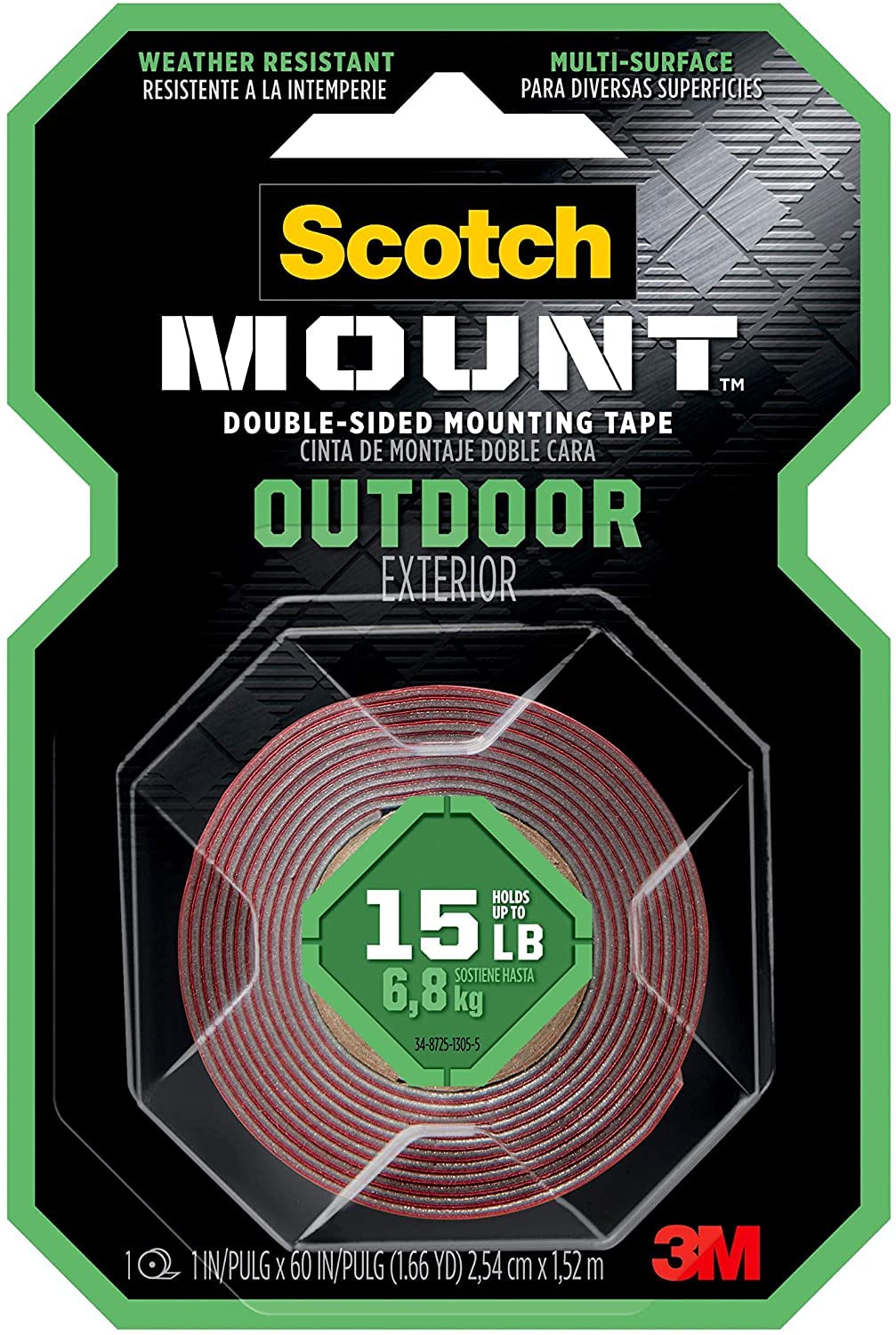 Book Cover Scotch-Mount Outdoor Double-Sided Mounting Tape 411H, 1 x 60 in 1