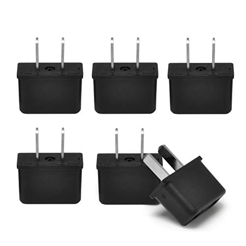 Book Cover USA American Plug Adapter by Ceptics, Europe Asia China to US 2 Pin Adaptor Type C to Type A Power Wall Adapter, Japan, Canada- 6 Pack