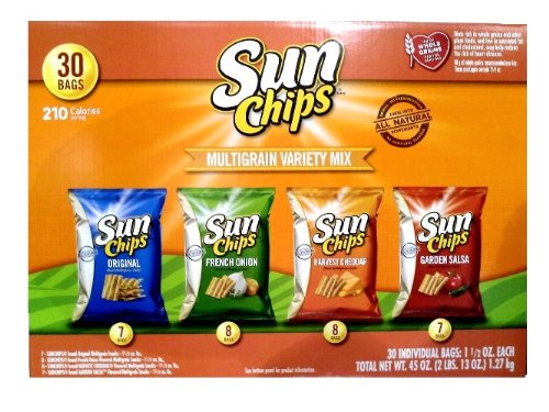 Book Cover Sun Chips Multigrain Variety Mix, Chips Bags, 30-count, 45-Ounce