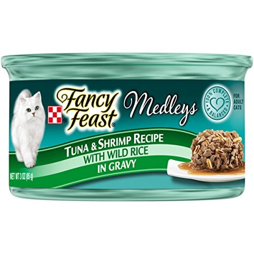 Book Cover Purina Fancy Feast Gravy Wet Cat Food, Medleys Tuna & Shrimp Recipe With Wild Rice in Gravy - (24) 3 oz. Cans