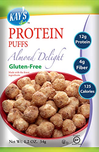 Book Cover Kay's Naturals Protein Puffs, Almond Delight, Gluten-Free, Low Fat, Diabetes Friendly All Natural Flavorings, 1.2 Ounce (Pack of 6)
