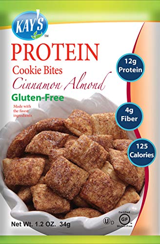 Book Cover Kay's Naturals Protein Cookie Bites, Cinnamon Almond, Gluten-Free, Low Carbs, Low Fat, Diabetes Friendly, All Natural Flavorings, 1.2 Ounce (Pack of 6)