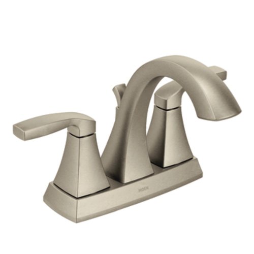 Book Cover Moen 6901BN Voss Two-Handle High-Arc Centerset Bathroom Faucet with Drain Assembly, Brushed Nickel