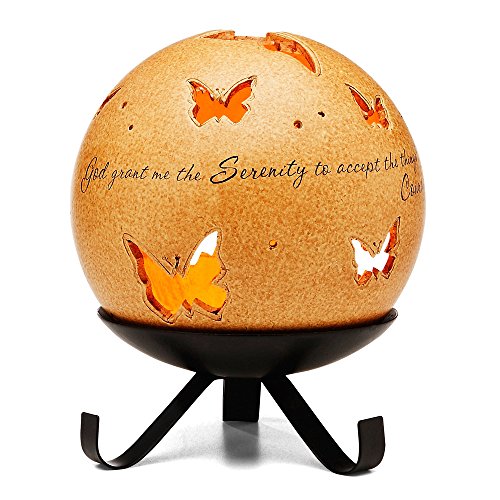 Book Cover Comfort Candles Serenity Pavilion Gift Includes Tea Light Candle and Stand, 6-1/2-Inch, Butterfly Pierced Round