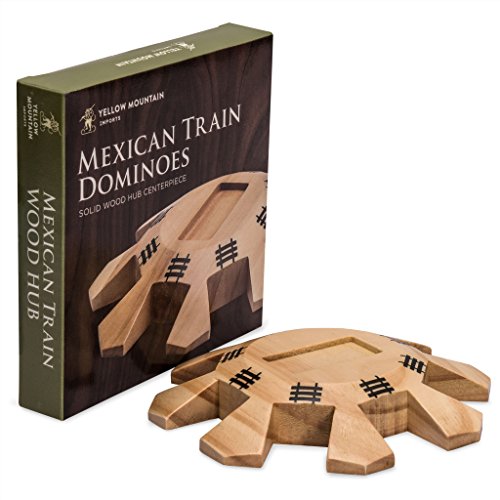 Book Cover Yellow Mountain Imports Wooden Hub Centerpiece for Mexican Train Dominoes - Crafted from Solid Wood