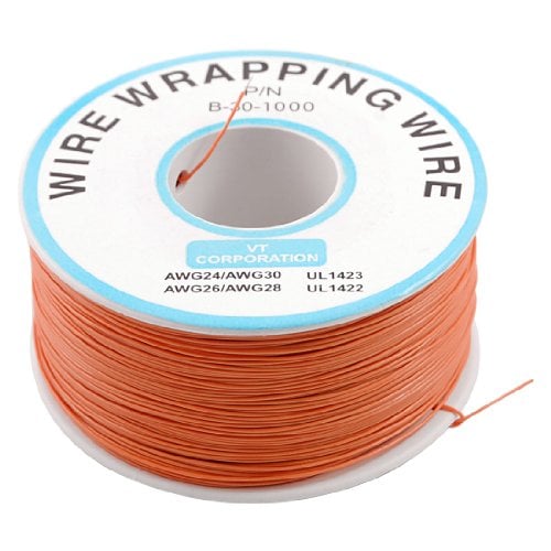 Book Cover uxcell PCB Solder Orange Flexible 0.5mm Outside Dia 30AWG Wire Wrapping Wrap 1000Ft