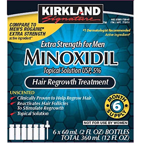 Book Cover 6 Months Kirkland Minoxidil 5% Extra Strength Hair Loss Regrowth Treatment Men, 12 Fl Oz (Pack of 6)