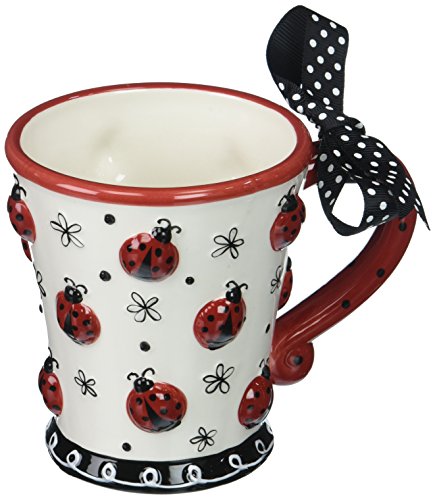 Book Cover Adorable Ladybug 10 oz Coffee Mug/Cup with Dotted Bow Great Gift for Lady Bug Lovers