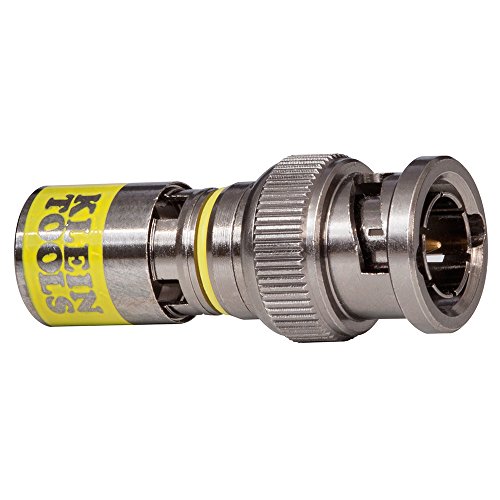 Book Cover Klein Tools VDV813-607 Universal BNC Compression Connector, RG6-R6Q (10-Pack), Yellow/Nickel