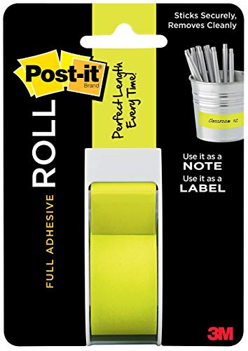 Book Cover Post-it Full Adhesive Roll, 1 in x 400 in, Neon Green (2650-G)
