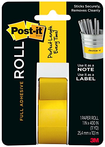 Book Cover Post-it Full Adhesive Roll, 1 in x 400 in, Yellow, 1-Pack (2650-Y)