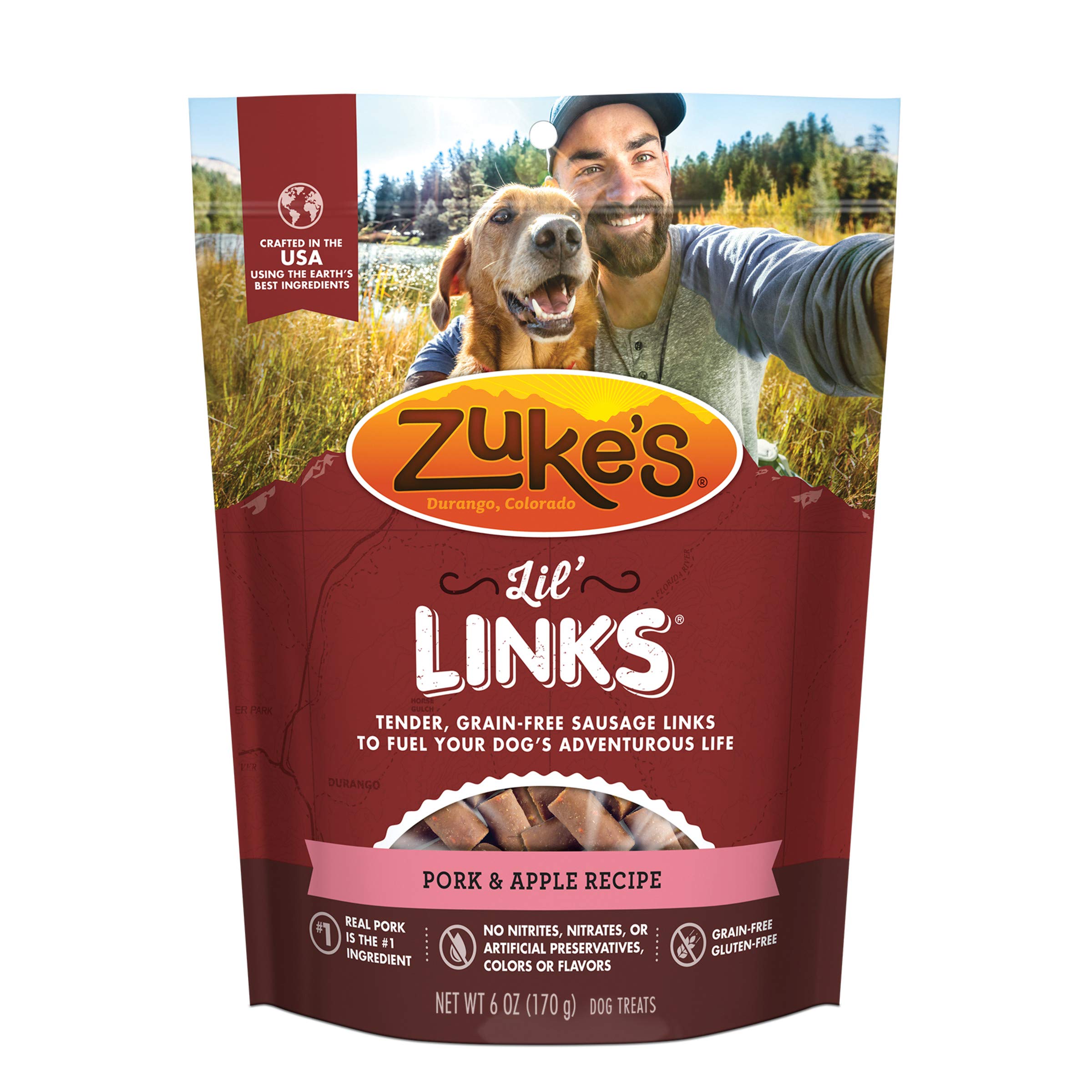 Book Cover Zuke's Lil' Links Grain Free Dog Treats Pork & Apple Recipe - 6 oz. Bag