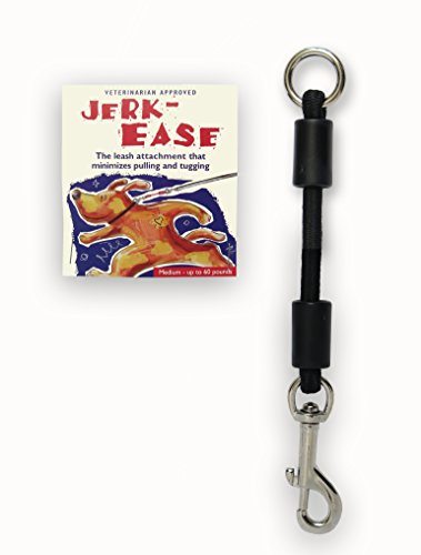 Book Cover JERK-EASE Patented Shock Absorber Bungee Dog Leash Attachment, Medium (up to 60 pounds), Black