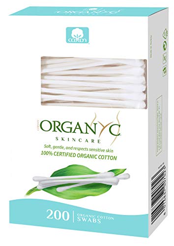 Book Cover Organyc 100% Organic Cotton Swabs for Sensitive Skin, 200 Swabs