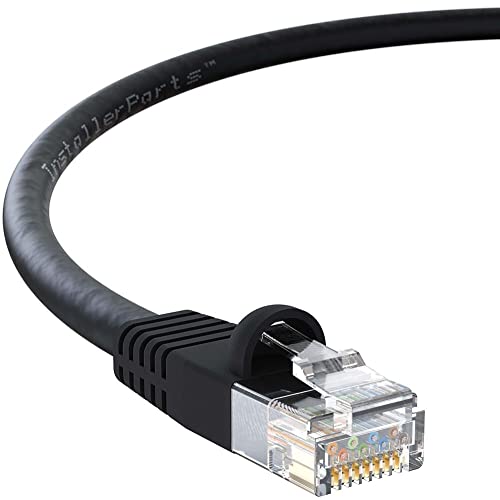 Book Cover InstallerParts Ethernet Cable CAT6 Cable UTP Booted 35 FT - Black - Professional Series - 10Gigabit/Sec Network/High Speed Internet Cable, 550MHZ