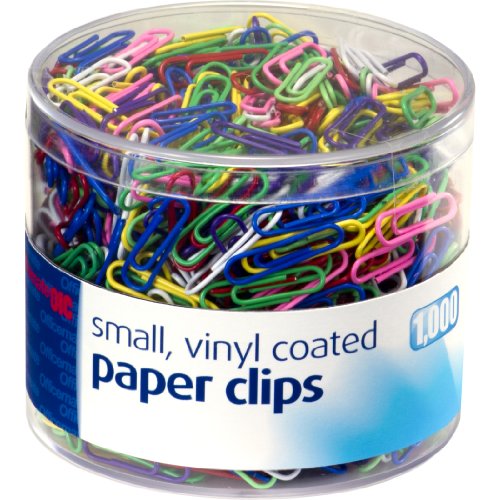Book Cover Officemate Vinyl Coated #2 Paper Clips, Assorted Colors, Tub of 1000 (97634)