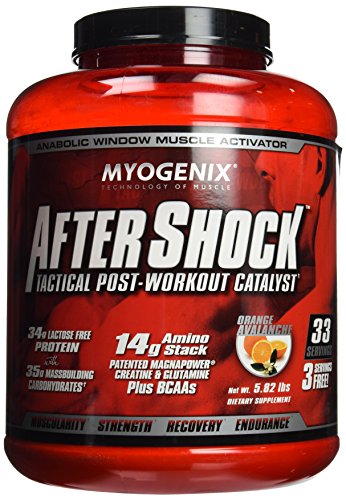 Book Cover Myogenix AfterShock Post Workout, Unlimited Muscle Growth | Anabolic Whey Protein | Mass Building Carbohydrates | Amino Stack Creatine and Glutamine Plus BCAAs | Orange Avalanche - 5.82 LBS