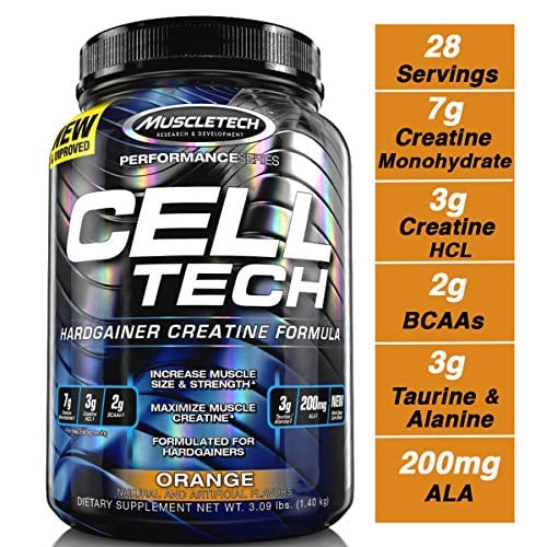 Book Cover MuscleTech Cell Tech Creatine Monohydrate Formula Powder, HPLC-Certified, Improved Muscle Growth & Recovery, Orange, 30 Servings (3.09lbs)
