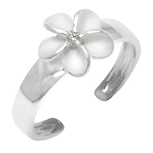 Book Cover Honolulu Jewelry Company Sterling Silver Plumeria Flower Nature CZ Toe Ring