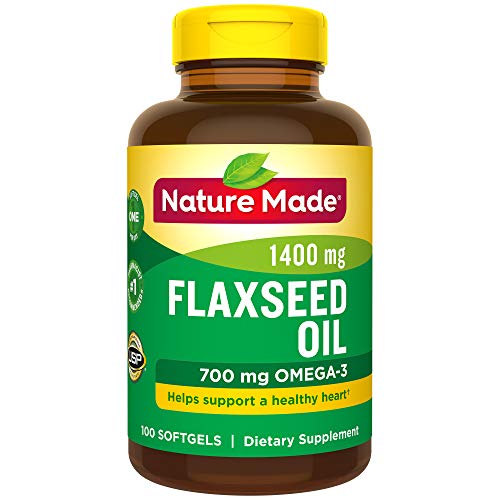 Book Cover Nature Made Flaxseed Oil 1,400 mg Softgels, 100 Count for Heart Health† (Packaging May Vary)