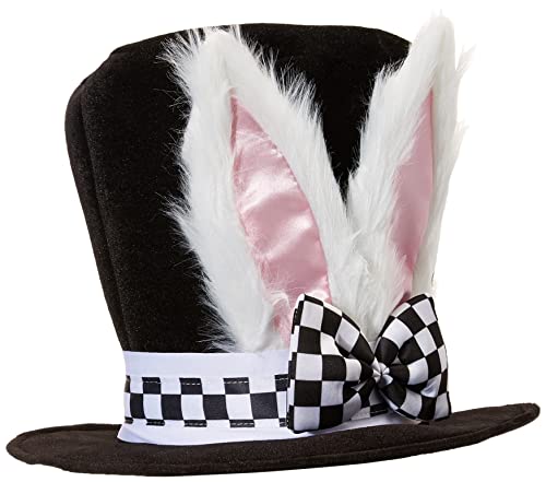 Book Cover Jacobson Hat Company Men's Velvet Bunny Ear Top Hat with Checkered Bow Tie, Black, Adult