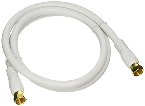 Book Cover Monoprice RG6 Quad Shield Coaxial Cable - 0.91M (3ft) - White, CL2, 18AWG, 75Ohm, Heavy-Duty With F Type Connector