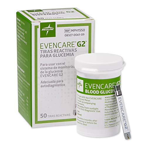 Book Cover Evencare Medline G2 Blood Glucose Test Strips, For self-testing with G2 Monitoring System (50 Count)