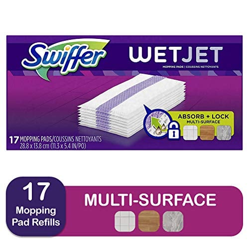 Book Cover Swiffer Wetjet Hardwood Mop Pad Refills for Floor Mopping and Cleaning, All Purpose Multi Surface Floor Cleaning Product, 17 Count