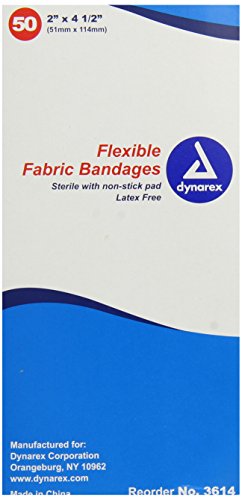 Book Cover Dynarex 3614 2'' x 4.5'' Adhesive Bandage Fabric