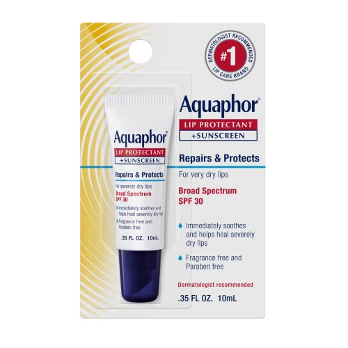 Book Cover Aquaphor Lip Repair Lip Balm with Sunscreen, Lip Protectant, Lip Balm SPF 30, 0.35 Oz Tube