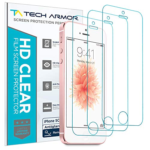 Book Cover Tech Armor Matte Anti-Glare Film Screen Protector Designed for Apple iPhone 5C, 5S, 5, and SE (2016) 3 Pack