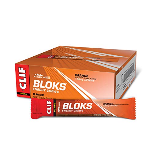 Book Cover Clif Shot Bloks Electrolyte Chews (Box of 18) - Orange w/Caffeine