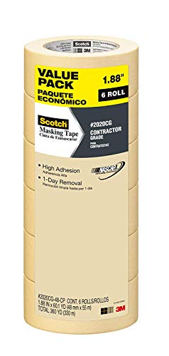 Book Cover Scotch Painter's Tape 051141949659 Scotch Contractor Grade Masking Tape, 2020CG-48-CP, 1.88-Inch by 60.1-Yards, 6 Rolls, Width, Kkk
