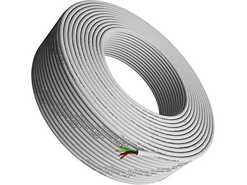 Book Cover Tupavco Phone Cable 300ft Rounded White Roll (100m Long) 4x1/0.4 26 AWG Gauge Solid Wire -Round Telephone Cord Line Extension Bulk Rool Reel -Compatible with RJ11 4P4C Crimp End Connector Jack TP801