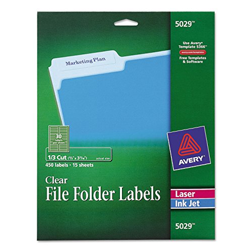 Book Cover Self-Adhesive Filing Labels, 1/3 Cut, 2/3 x 3-7/16, Clear, 450/Pack