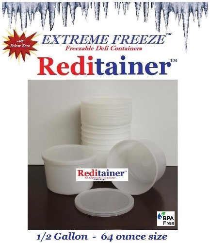 Book Cover Extreme Freeze RTEF0864 Reditainer 64 oz. Freezeable Deli Food Containers w/Lids - Package of 8 - Food Storage