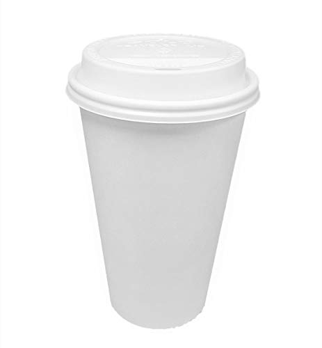 Book Cover 100 Sets 16 oz Paper Coffee Cup Solo Disposable White Hot Cup with Cappuccino LIDS