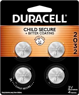 Book Cover Duracell CR2032 3V Lithium Battery, Child Safety Features, 4 Count Pack, Lithium Coin Battery for Key Fob, Car Remote, Glucose Monitor, CR Lithium 3 Volt Cell