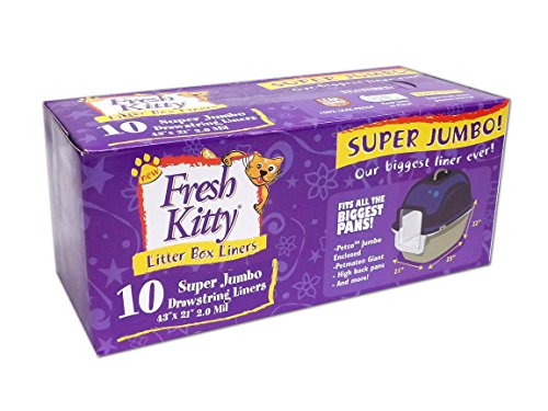 Book Cover Fresh Kitty Super Thick, Durable, Easy Clean Up Jumbo Drawstring Scented Litter Pan Box Liners, Bags for Pet Cats, 10 ct