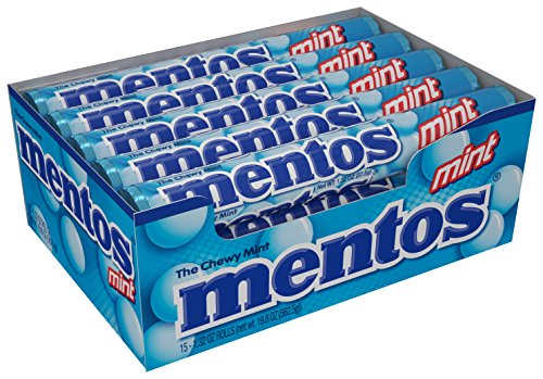 Book Cover Mentos Chewy Mint Candy Roll, Mint, Non Melting, Party, 14 Pieces (Bulk Pack of 15) - Packaging May Vary