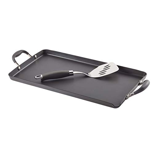 Book Cover Anolon Advanced Hard Anodized Nonstick 18-Inch by 10-Inch Double Burner Griddle with Pour Spout and Mini Stainless Turner
