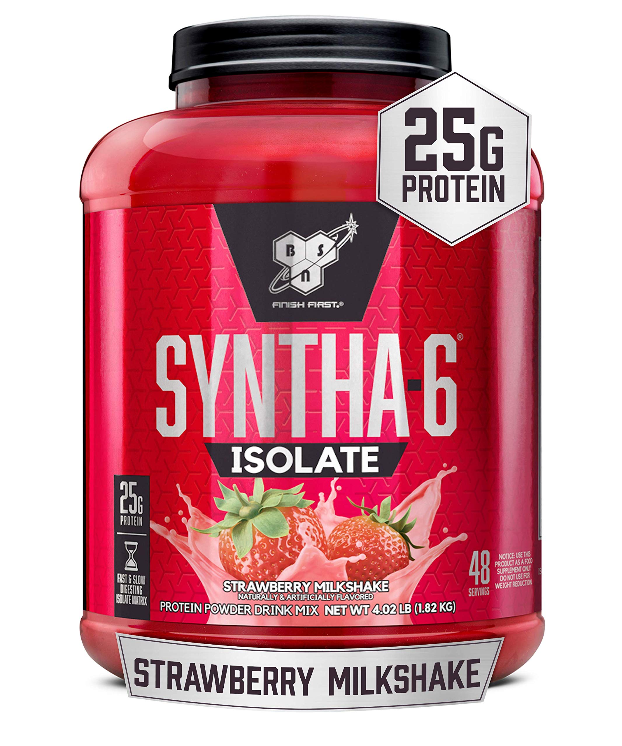 Book Cover BSN SYNTHA-6 Isolate Protein Powder, Strawberry Protein Powder with Whey Protein Isolate, Milk Protein Isolate, Flavor: Strawberry Milkshake, 48 servings Strawberry Milkshake 48 Servings (Pack of 1)