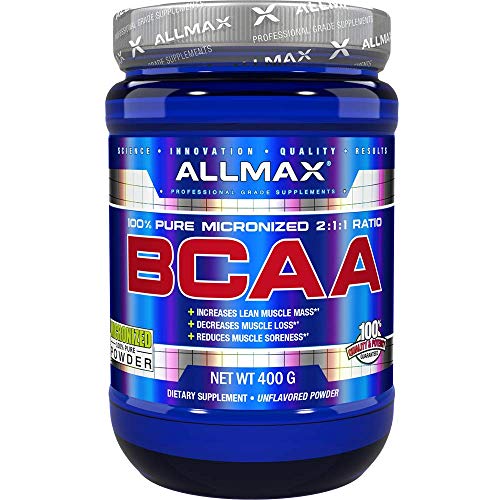 Book Cover ALLMAX Essentials BCAA, Unflavored - 400 g Instantized 2:1:1 Powder - Helps Increase Muscle Mass & Reduce Soreness - Gluten & Soy Free - 80 Servings