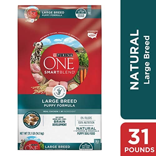 Book Cover Purina ONE Natural Large Breed Dry Puppy Food, SmartBlend Large Breed Puppy Formula - 31.1 lb. Bag
