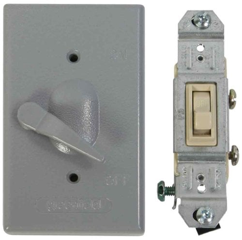 Book Cover Made in USA Electrical Box Outlet Cover & Single Pole Switch Kit - Gray