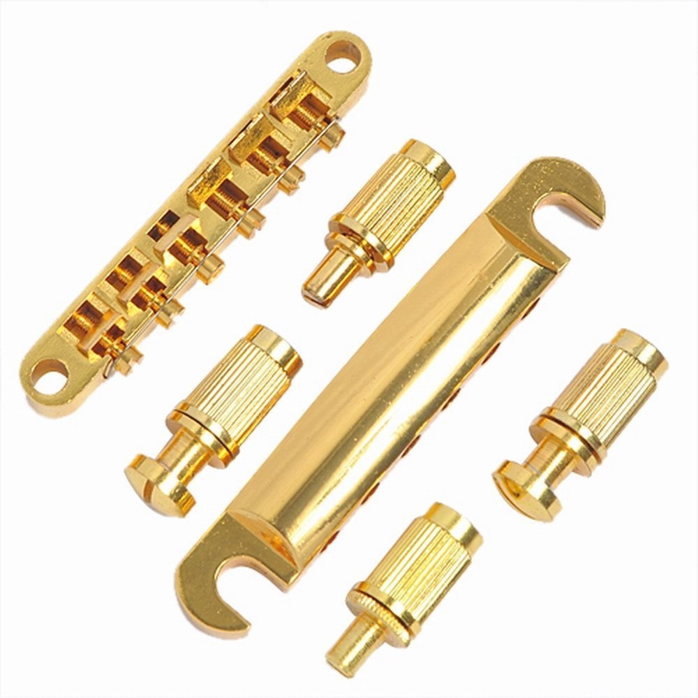 Book Cover AIRSUNNY 1set ABR-1 Style Tune-o-matic Bridge & Tailpiece Gold for Gibson Les Paul Gear Replacement